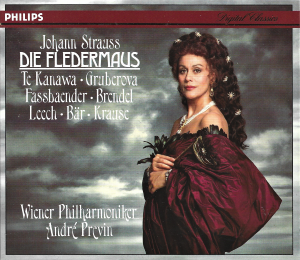 Johann Strauss - Te Kanawa, Gruberova, Fassbaender, Brendel, Leech, Bär,  Krause, Wiener Philharmoniker, André Previn – Die Fledermaus (Box 2CD)