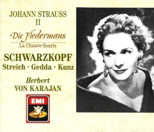 Johann Strauss II - Schwarzkopf, Streich, Gedda, Kunz, Herbert von Karajan – Die Fledermaus = La Chauve-Souris (Box 2CD)